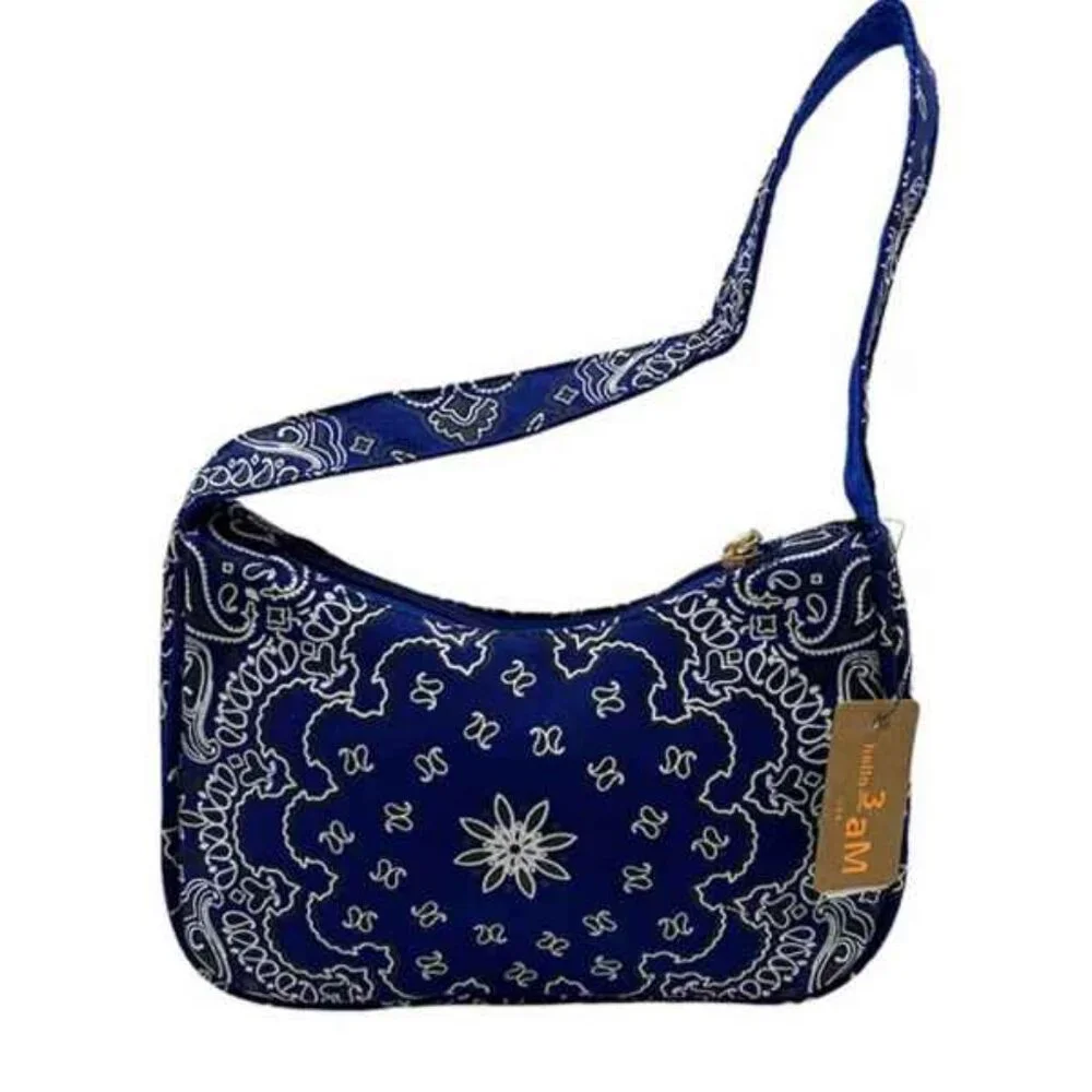 Bandana Paisley Print SM Shoulder Handbag - NWT - Blue/White
